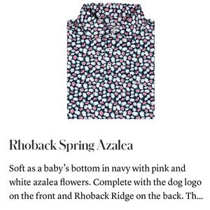 Rhoback Sz Large - Spring Azalea Performance Polo - Navy Blue Floral